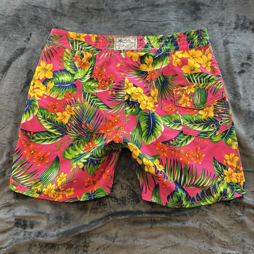 VTG Polo Ralph Lauren Board Shorts Mens 36x10 Multicolor Tropical Swim Trunks